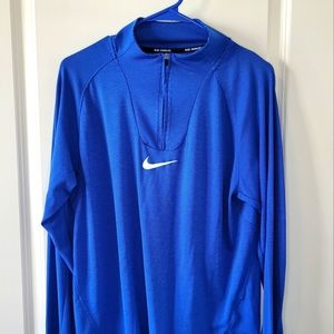Nike Mock Neck Running Quarter Zip-Royal Blue-Mens Size Large